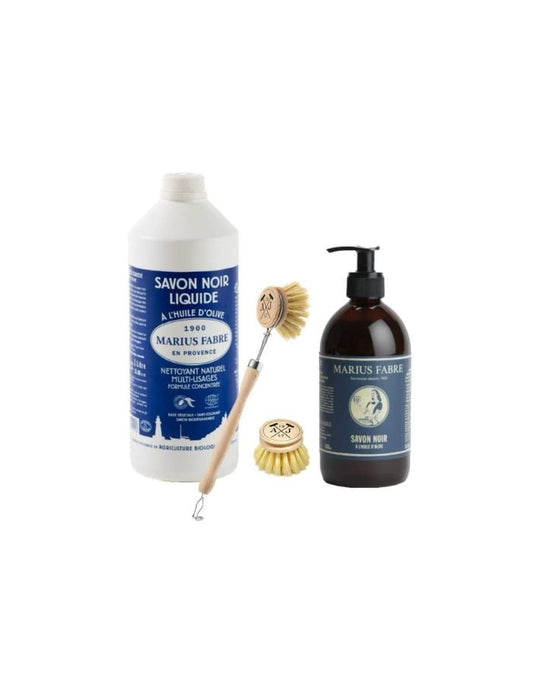 Set pulizia Savon noir + spazzola per piatti con ricambio