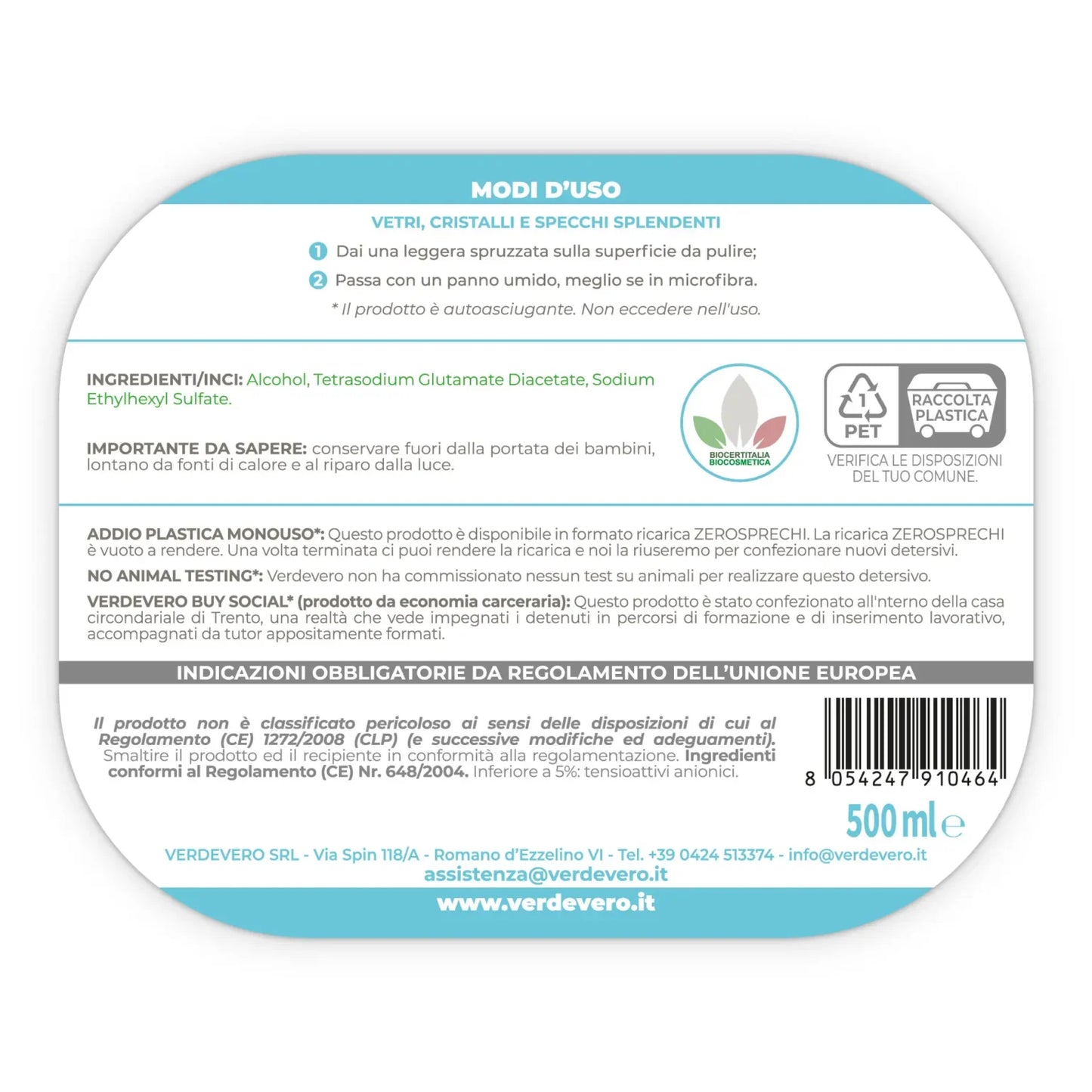 Detersivo ecologico per vetri – VRILL 500ml