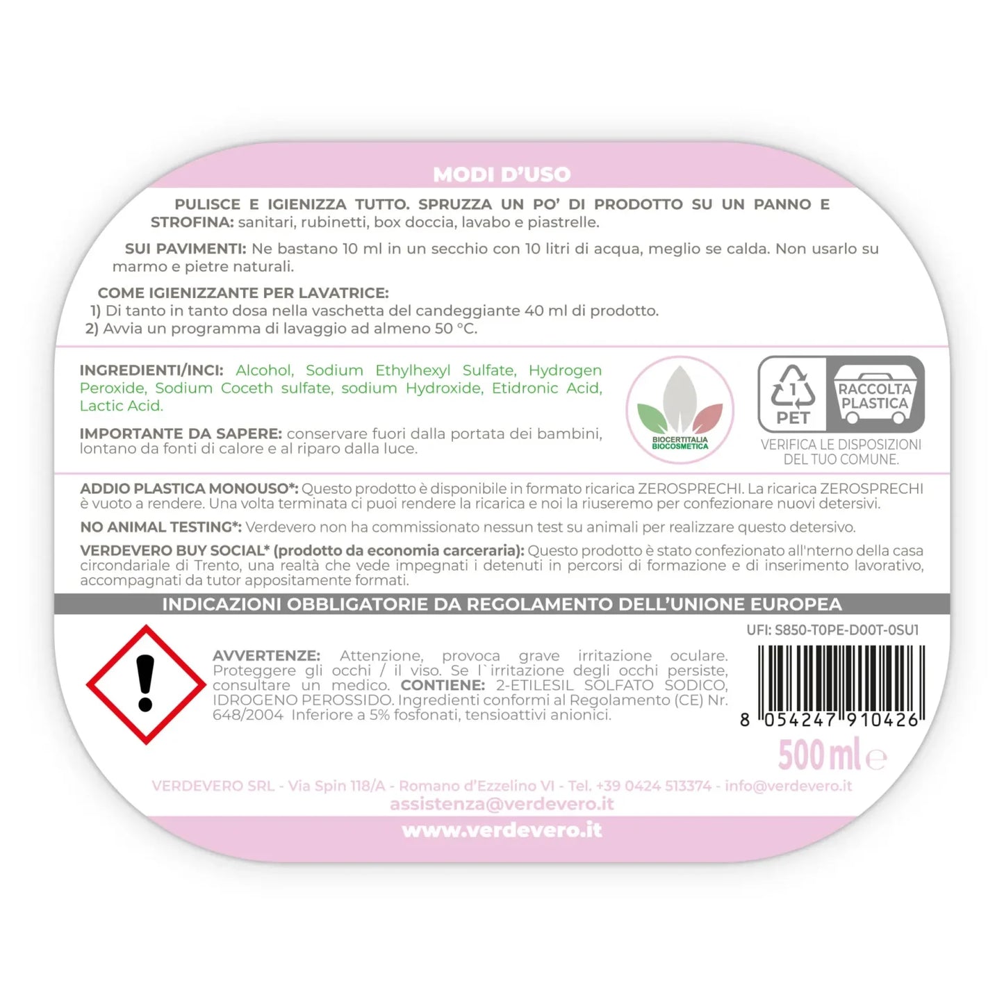 Detersivo ecologico multiuso all’ossigeno attivo USAMIX 500ml