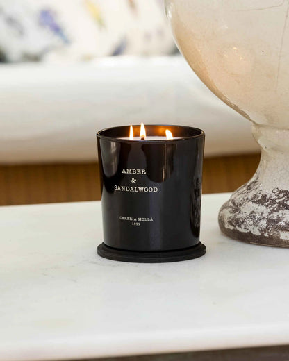 Candela XL in ambra e legno di sandalo